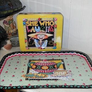 Mary Engelbreit serving tray & lidded tin